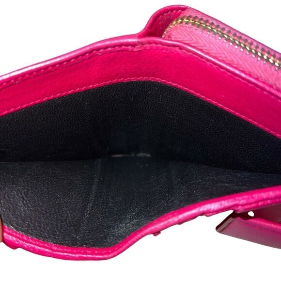Authentic Yves Saint Laurent Calfskin Belle French Wallet In Fuchsia - Picture 11 of 15